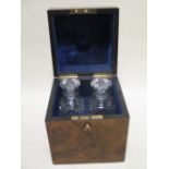 A Victorian walnut cased two-bottle decanter box