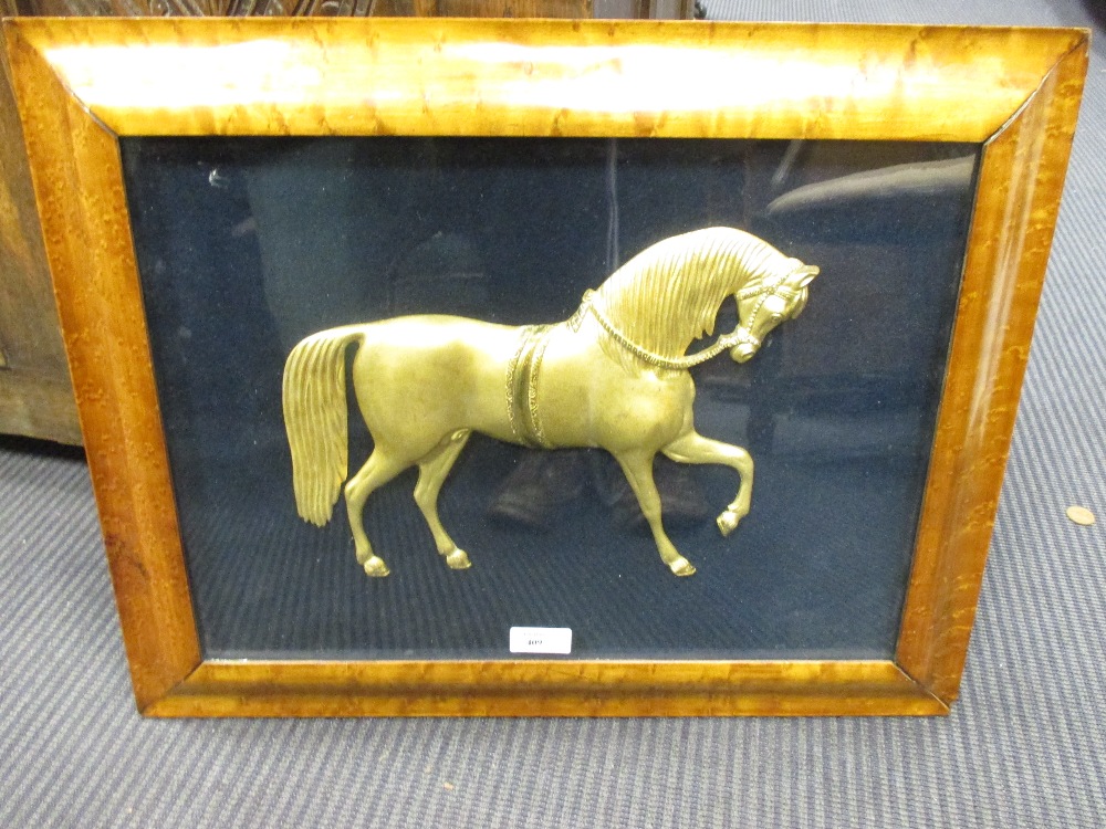 A gilt horse, in a maple frame - Image 2 of 5