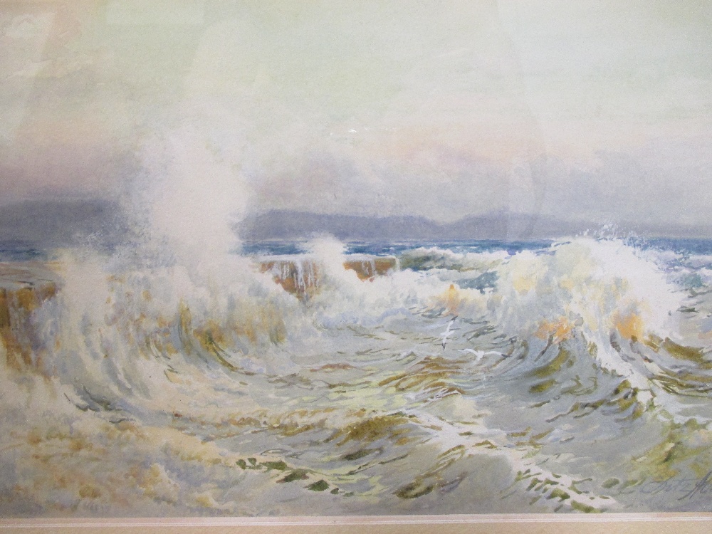 Fritz Althaus, Rough sea on the cob, 21 x 34cm