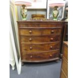 A Victorian mahogany bow fronted chest of drawers, 125 x 116 x 48cm