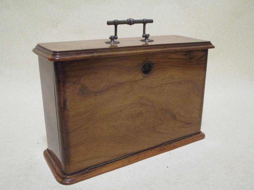 A small Victorian walnut stationery box, with fold down front - Image 2 of 3