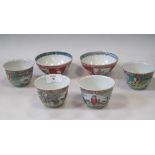 A Kutani palette bowl, a pair and a set of four tea bowls