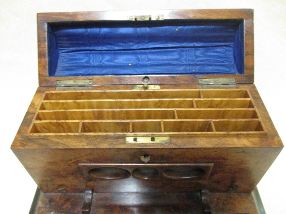 A Victorian figured walnut desk stand with calendar, 34 cm wide - Image 3 of 5