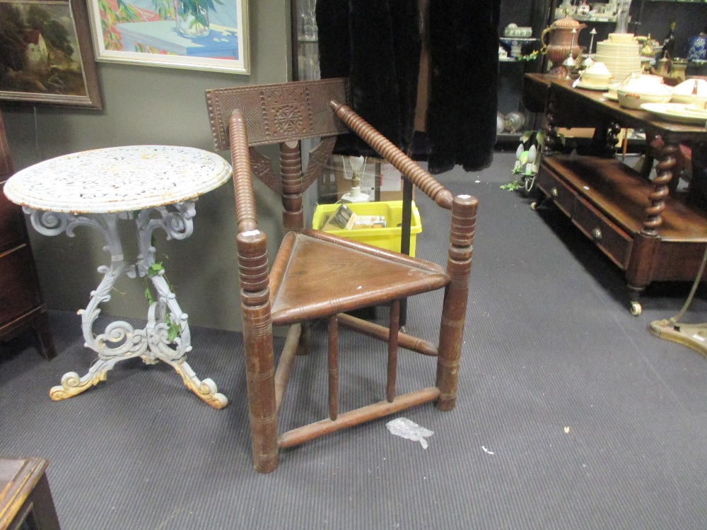 A 19th century oak turner's chair, in the 17th century style