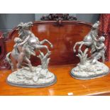 A pair of 19th century spelter figures of the Marley horses