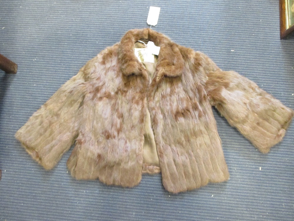 An Astrakhan fur coat, a small fur jacket, an academic gown and a small rug (4) - Image 2 of 3