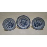 A pair of Delft blue and white plates and a larger dish (a/f) (3)