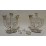 A pair of Barolac three light candelabra (damaged)