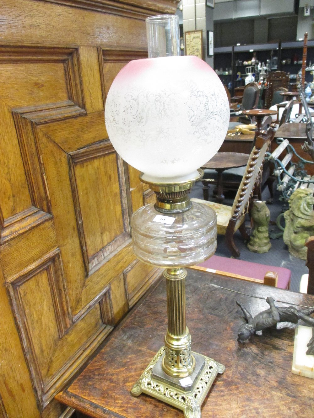 A late 19th century brass oil lamp, various other ceramics etc - Image 3 of 3