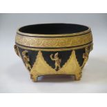 An Asian black and gilt papier mache bowl, a carved wooden lion model of the 'Lion of Lucerne' Swiss