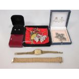 An 18ct chain (4.6g), a Longines wristwatch, and costume jewellery to include a rolled gold