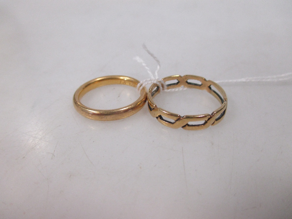 A 22ct wedding band and a 22ct ring, gross 6.9g (2) - Image 2 of 2