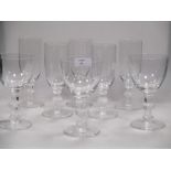 Five 20th century Lalique champagne flutes and three matching wines (8)