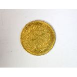 Napoleon III - A French gold 20 Franc coin, 1857