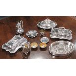 A quantity of electroplated items including:- a pair of rectangular entree dishes and covers, a