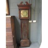 William Collier, Newport, a carved oak longcase clock with 8 day movement, brass dial with calendar,