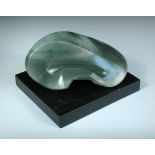 Andrea Glieber, (Austrian, 20th century), Time-Cut, a carved stone sculpture, the green stone form