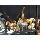 A Beswick eagle, elephant, two bears, bull dog, giraffe and two horses