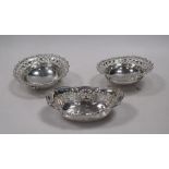 A pair of silver bon bon dishes by James Dixon & Sons, Sheffield 1928, 10.5cm (1 leg broken) and