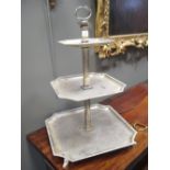 An American electroplate three tier cake stand