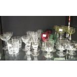 A set of six glass hocks and various 19th century glassware