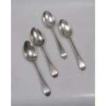 Two pairs of George II silver spoons (4)