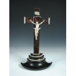 A 19th century tortoiseshell and ivory crucifix, possibly Dieppoise, the ivory figure of Christ