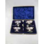 A set of four late Victorian silver navette shaped salts, by William Henry Leather, Birmingham 1899,