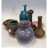 A collection of British studio wares, to include: slip ware and pots of Brannam, Burmantofts and