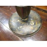 Two Chinoiserie style table lamps and a beaten copper mounted 'Slipper' box (3)