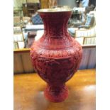 A large Chinese red cinnabar vase