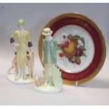 Two Coalport Ladies of Fashion 'Miss 1921' and 'Miss 1928', together with a Limoge cabinet plate (3)