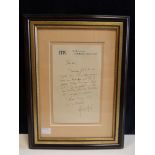 RAVEL (Maurice), Autograph letter on headed paper, 9 lines, 'Cher Ami...', according to a frame