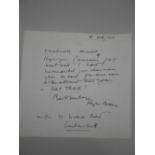 CASSON (Hugh), an autograph letter signed to Bevis Hillier including original pen and ink sketch