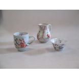 A Chinese coffee cup painted with the Judgement of Paris, a Worcester sparrow beak jug, and a