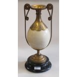 A late 19th century ostrich egg mounted as an urn, 39cm