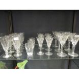 A suite of Stuart cut glass; 8 Champagne, 6 small white wine, 6 large red wine and 3 water