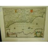 Willem Janszoon Blaeu Granata Et Murcia Regna 17th century hand coloured map 38 x 50cm (15 x 20in)