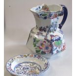 A large Masons Ironstone jug together with a similar dish