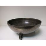 A 19th century silver inlaid bronze bowl,