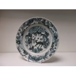 A late Ming Kraak blue and white plate,
