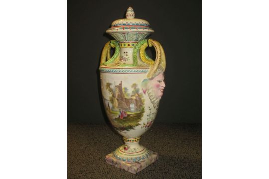 A collection of Continental ceramics, to include a French faience urn and cover marked A. - Image 2 of 12