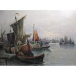 F Sigart (Italian, 19th Century) Fishing boats in harbour signed lower right "F Sigart" oil on