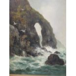 Daniel Sherrin, French coast, signed oil on board, 35 x 29cm