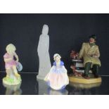A Royal Doulton character figure 'Lunch Time', together with three other pottery figures (4)