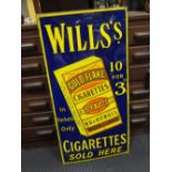 A tinplate sign for Wills Gold Flake Cigarettes, 92 x 46cm