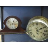 A Smiths brass ships clock, together with a 1920's mahogany mantel clock (2)