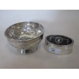 A silver rose bowl, London 1890, together with a tortoiseshell lidded silver trinket box, London