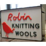 A 'Robin' knitting wools illuminated sign, 31.5 x 46.5cm