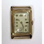 Vertex - a gentleman's vintage 9ct gold cased wristwatch, the rectangular silver coloured dial